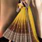 Olive Ombre Georgette Anarkali with Dupatta