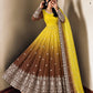 Olive Ombre Georgette Anarkali with Dupatta