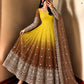 Olive Ombre Georgette Anarkali with Dupatta
