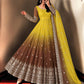 Olive Ombre Georgette Anarkali with Dupatta