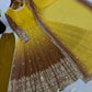 Olive Ombre Georgette Anarkali with Dupatta
