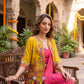 Pink Mirror Jacket Saree Set