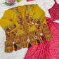Pink Mirror Jacket Saree Set