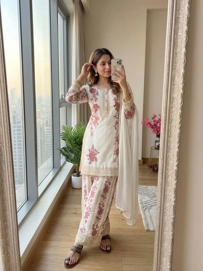 Sequin Embroidered Palazzo Suit Set
