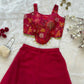 Designer Organza Crop Top with Georgette Plazo Set