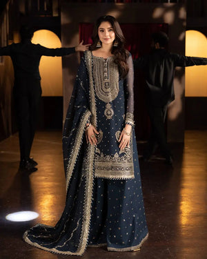 Designer Faux Georgette Embroidered Sharara Set