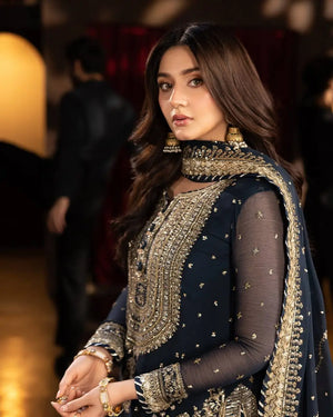 Designer Faux Georgette Embroidered Sharara Set