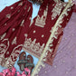 Maroon Satin Sequin Embroidered Suit