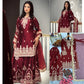 Maroon Satin Sequin Embroidered Suit