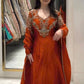 Rust Cutdana Embroidered Gown