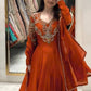 Rust Cutdana Embroidered Gown