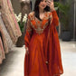 Rust Cutdana Embroidered Gown