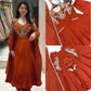 Rust Cutdana Embroidered Gown