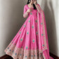 Ivory Peacock Feather Anarkali Gown