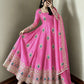 Ivory Peacock Feather Anarkali Gown