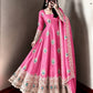 Ivory Peacock Feather Anarkali Gown