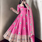 Ivory Peacock Feather Anarkali Gown