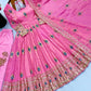 Ivory Peacock Feather Anarkali Gown