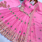 Ivory Peacock Feather Anarkali Gown