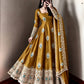 Ivory Peacock Feather Anarkali Gown