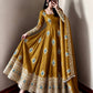 Ivory Peacock Feather Anarkali Gown