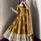 Ivory Peacock Feather Anarkali Gown