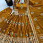 Ivory Peacock Feather Anarkali Gown
