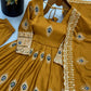 Ivory Peacock Feather Anarkali Gown