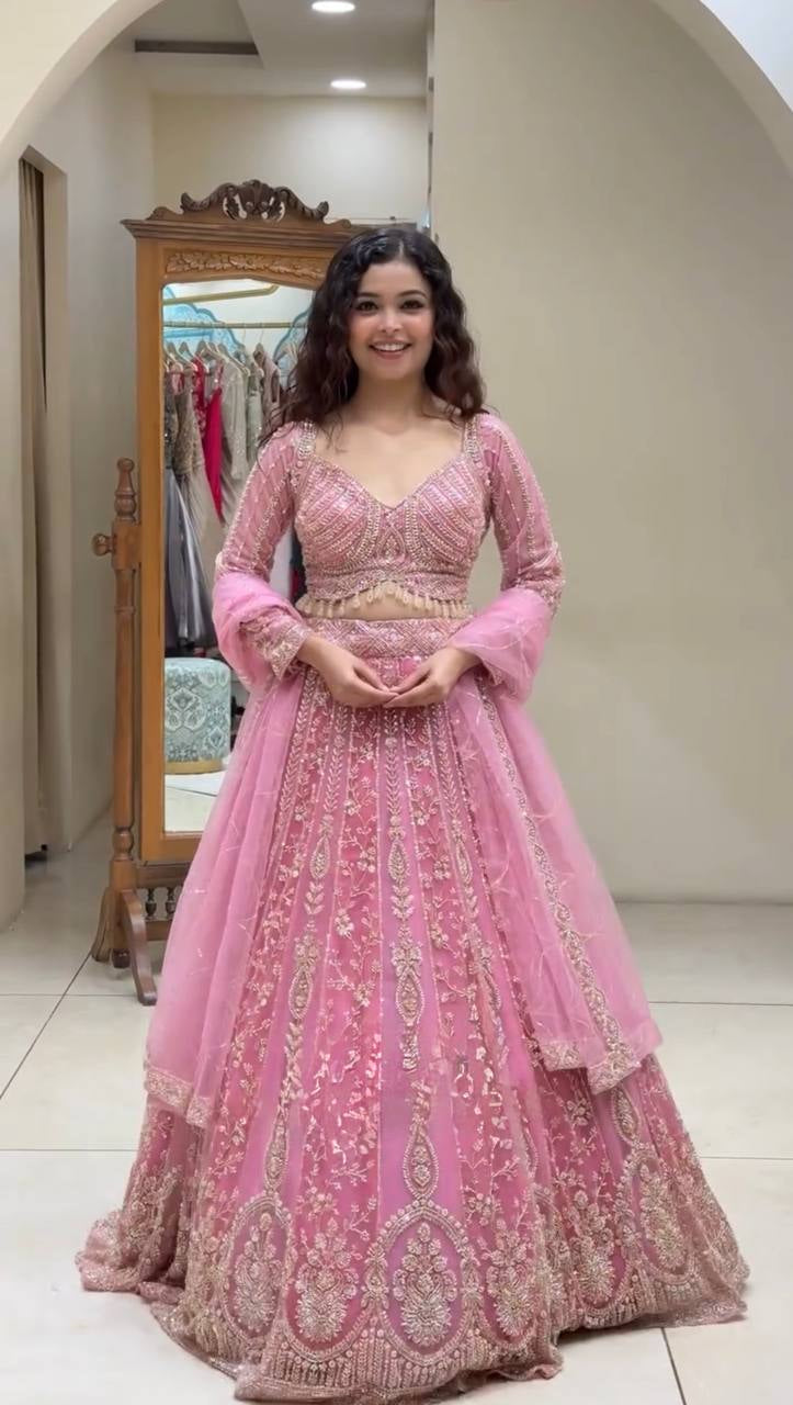 Dusty Rose Sequin Lehenga Set