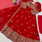 Red Sequin Thread Anarkali Set