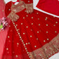 Red Sequin Thread Anarkali Set