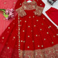 Red Sequin Thread Anarkali Set