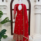 Red Sequin Thread Anarkali Set