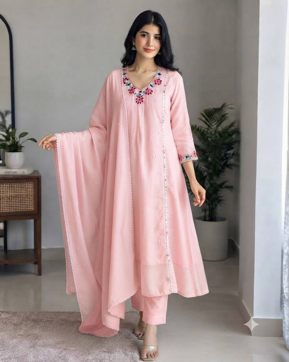Blush Mirror Embroidered Kurta Set