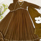 Mauve Fox Georgette Anarkali Gown Set with Dupatta