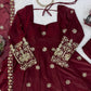 Maroon Floral Sequin Anarkali Set
