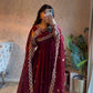 Maroon Floral Sequin Anarkali Set