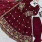 Maroon Floral Sequin Anarkali Set