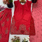 Embroidered Pure Crepe Silk Farshi Suit Set with Dupatta