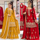Mustard Gota Sequin Sharara Set
