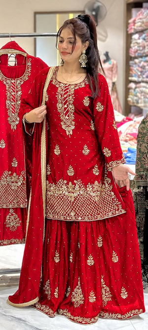 Mustard Gota Sequin Sharara Set
