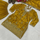 Mustard Gota Sequin Sharara Set
