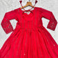 Embroidered Red Georgette Anarkali Gown Set with Dupatta