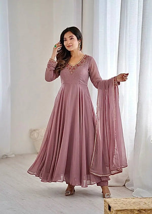Elegant Fox Georgette Anarkali Gown Set for Party and Festive Wear