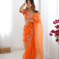 Embroidered Organza Silk Designer Saree with Blouse
