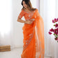 Embroidered Organza Silk Designer Saree with Blouse