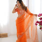 Embroidered Organza Silk Designer Saree with Blouse