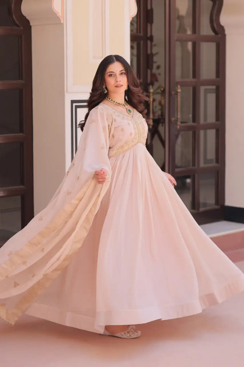 Designer Embroidered Georgette Anarkali Gown with Dupatta