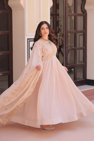 Designer Embroidered Georgette Anarkali Gown with Dupatta