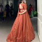 Korean Pure Tussar Embroidered Lehenga Set with Dupatta